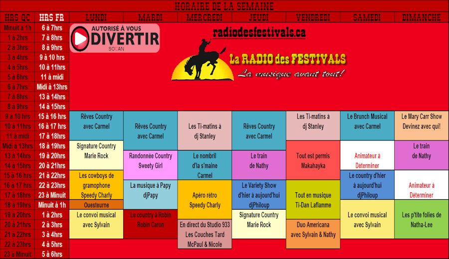 horaire de la radio des festivals